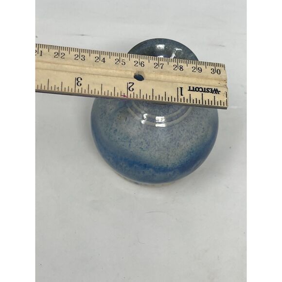 POTTERY GLEN OLSEN Miniature Vase Drip Glazed in Shades of Blue 4.5” x 2.5” - Picture 6 of 6